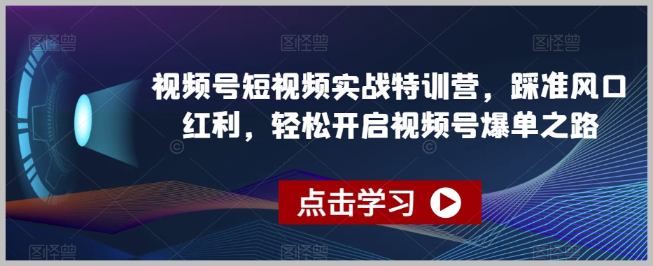 视频号短视频实战特训营,踩准风口红利,轻松开启视频号爆单之路