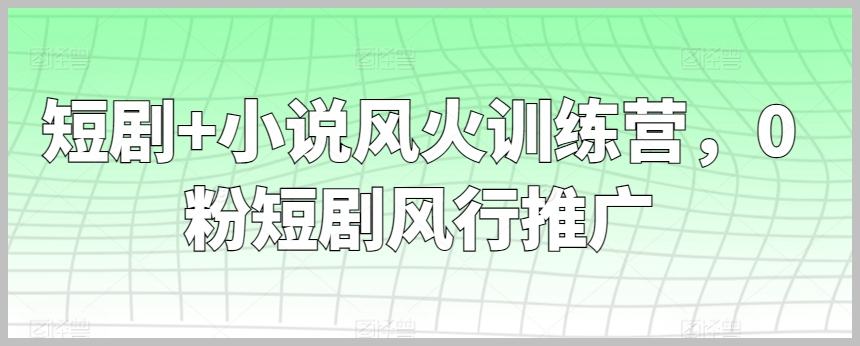 短剧+小说风火训练营,0粉短剧风行推广