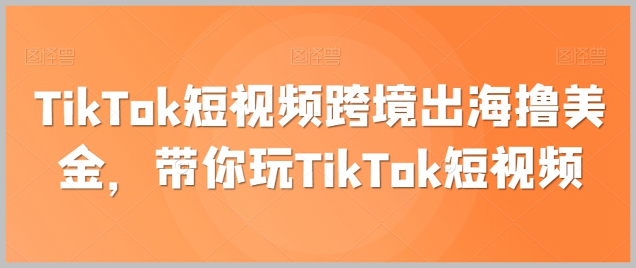 TikTok短视频跨境出海撸美金,带你玩TikTok短视频