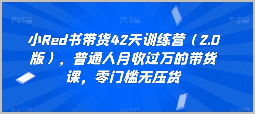 小红书带货42天训练营（2.0版），普通人月收过万的带货课，零门槛无压货