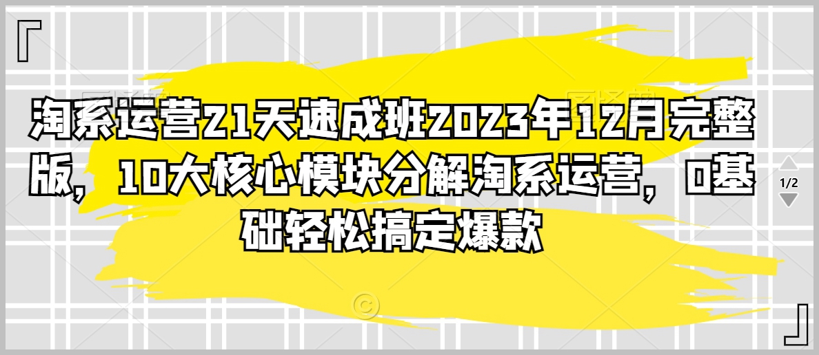 淘宝运营21天速成班2023年12月完整版，10大核心模块分解淘系运营，0基础轻松搞定爆款
