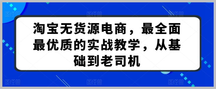 淘宝无货源实战大揭秘！从零开始，逐步成长，打造电商帝国！