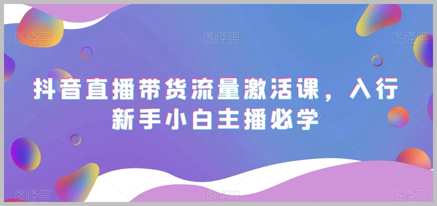 抖音直播带货流量激活课,入行新手小白主播必学