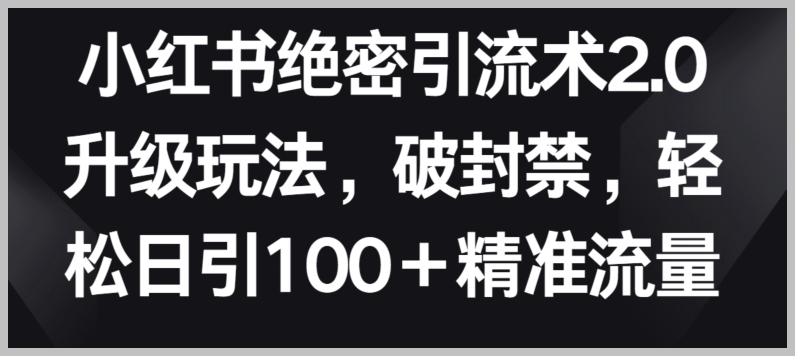 小红书引流2.0:新技巧揭秘,破解封禁,获得每日百余精准流量