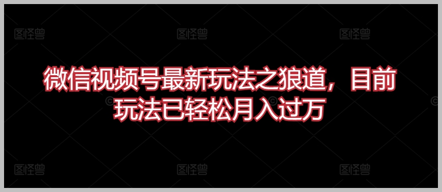 微信视频号狼道揭秘:轻松月入过万的最新秘籍!