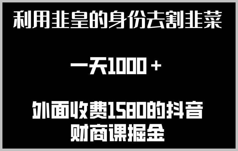 详细资源揭秘:利用非皇身份割韭菜,日入千元!
