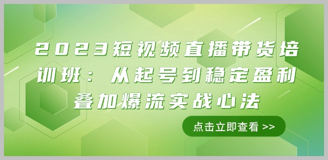 2023短视频直播带货培训班:从起号到稳定盈利叠加爆流实战心法(11节课)
