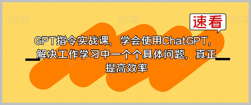 GPT指令实战课,学会使用ChatGPT,解决工作学习中一个个具体问题,真正提高效率