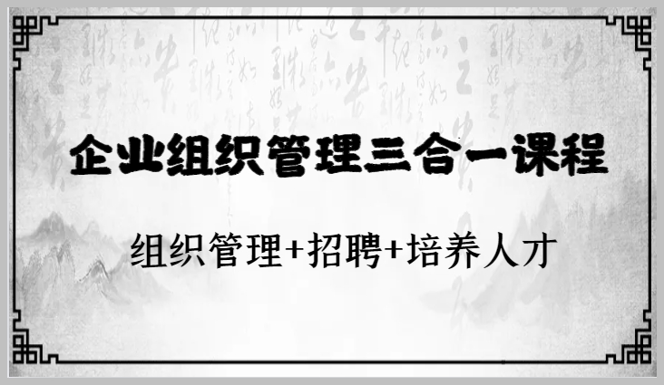 企业组织管理三合一课程:组织管理+招聘+培养人才