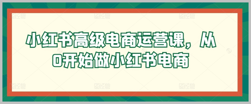 小红书高级电商运营课,零基础掌握小红书电商