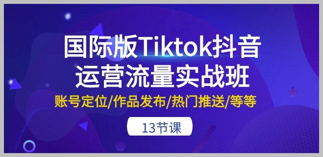 Tiktok抖音国际版流量运营实战：账号定位、发布技巧与热门推送 - 13节课