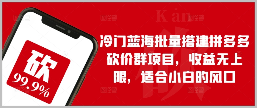 冷门蓝海揭秘！适合小白的拼多多砍价群项目大揭秘