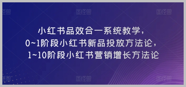 小红书新品投放与营销增长全程教学：从0到1阶段和1到10阶段的系统方法论