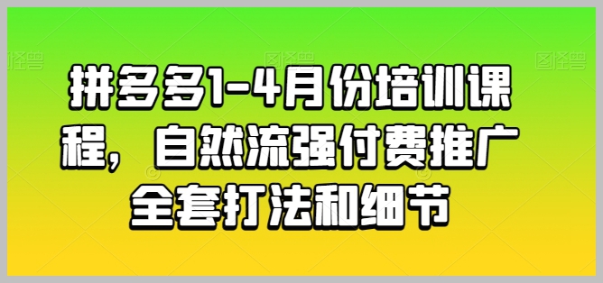 拼多多自然流强付费推广全套打法：1-4月培训课程详解
