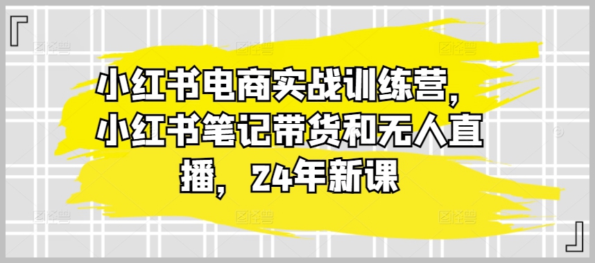 小红书电商实战训练营2024：笔记带货与无人直播全面指导