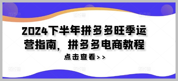 拼多多电商教程：2024下半年旺季运营必备指南