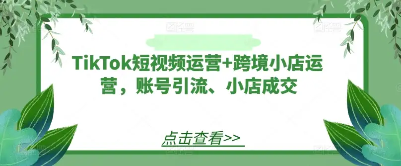 TikTok短视频运营+小店变现，轻松实现账号引流与成交