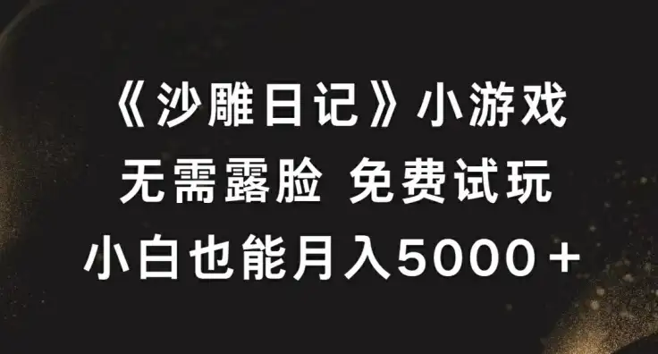 不用露脸也能赚钱！试玩《沙雕日记》小游戏，月入5000+不是梦