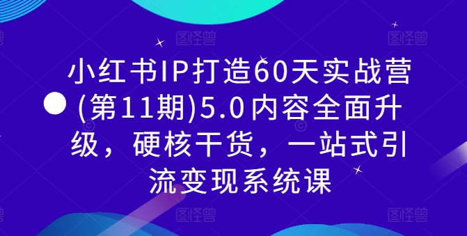 60天小红书IP实战营，第11期升级！引流变现一站搞定