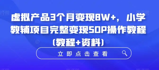 3个月变现8W+！小学教辅项目虚拟产品完整SOP教程+资料包！