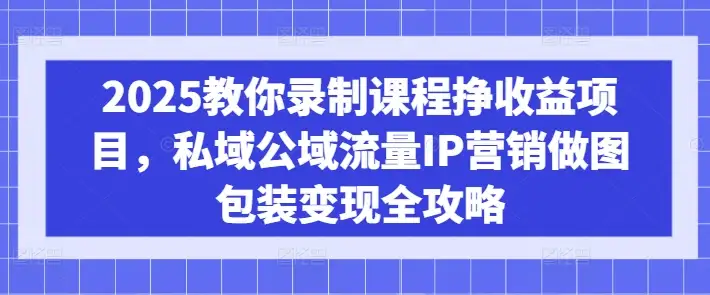 2025教你录制课程挣钱，从私域到公域的全攻略