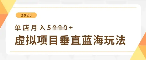 轻松赚钱，虚拟项目垂直玩法帮你实现单店月入5k+！