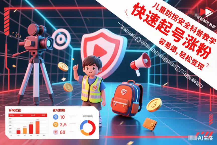儿童防拐视频这么拍！起号快、涨粉猛、易出爆款，一条龙带你轻松变现。