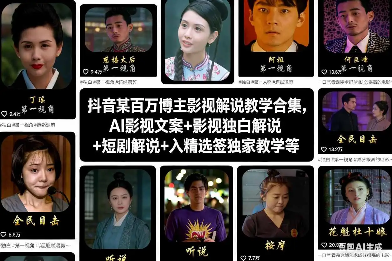影视解说全攻略！AI文案+独白+短剧解说，百万博主教学合集