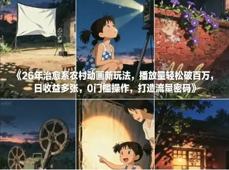 2026年搞副业就做这个！治愈系农村动画，0门槛上手，播放量轻松破百万，收益可观！